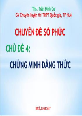Toán học - Chủ đề 4 Một số dạng toán về chứng minh số phức